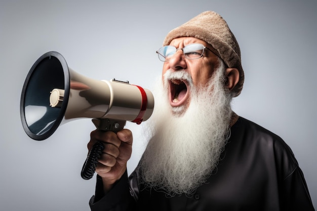 사진 person shouting angry with a megaphone