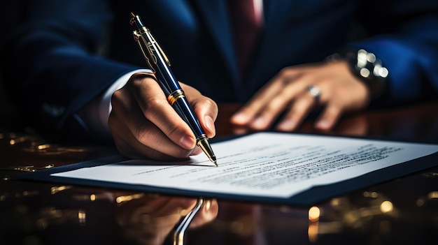 A person signing a document