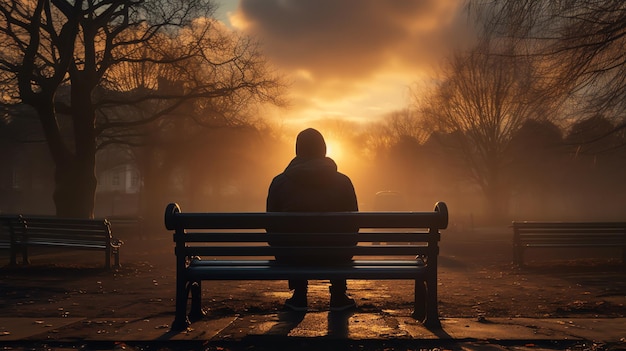 A person sitting on a bench