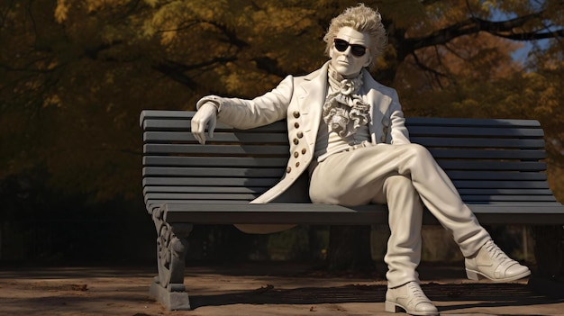 A person sitting on a bench