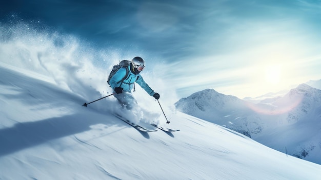 A person skiing in the snow