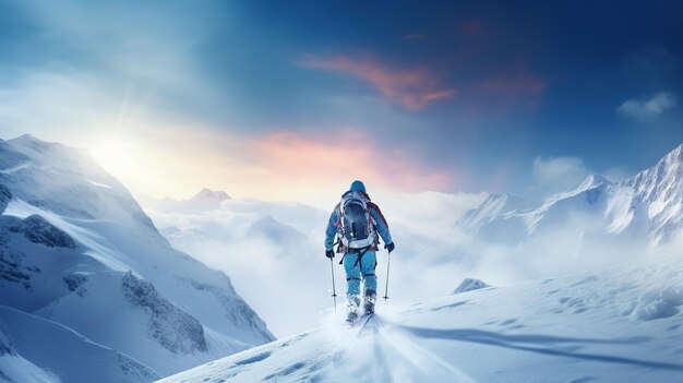 A person skiing in the snow