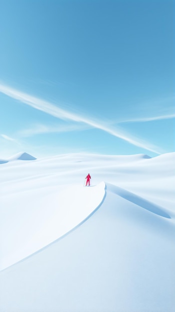 A person on skis is walking across a snow covered field