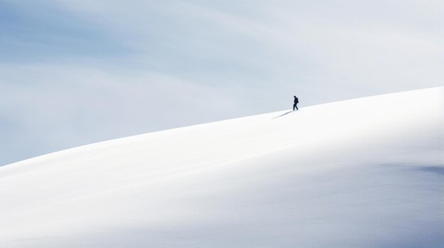 A person on skis is walking up a snowy hill