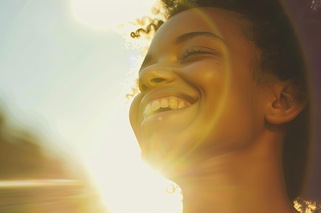 Person Smiling Close Up With Sun Background