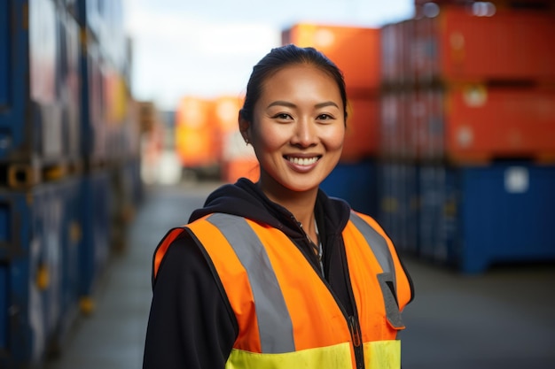 a person smiling in a warehouse