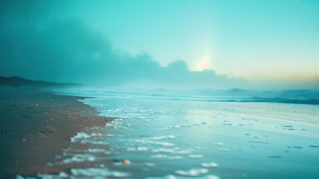 A person standing on a beach with waves crashing in the background ai