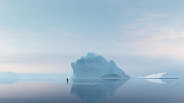 a person standing on a boat in front of an iceberg