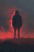 Photo a person standing in a foggy area