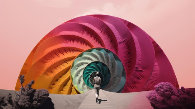 A person standing in front of a giant balloon Generative AI image