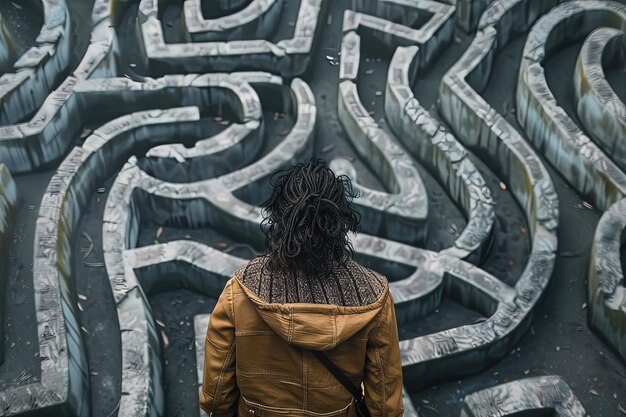 A person standing in front of a maze