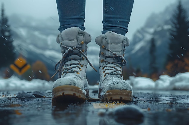 Person Standing on Top of Snow Covered Ground