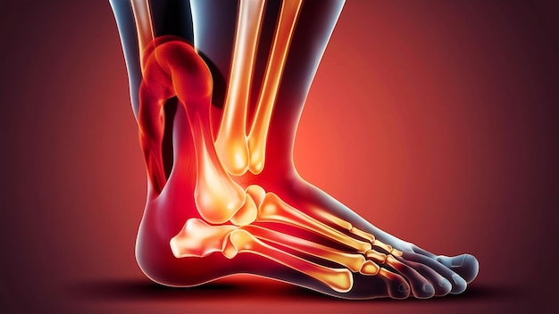 Person suffering from knee pain digital bone on the human foot injury caused by training