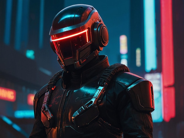 A person in a suit with a helmet on it