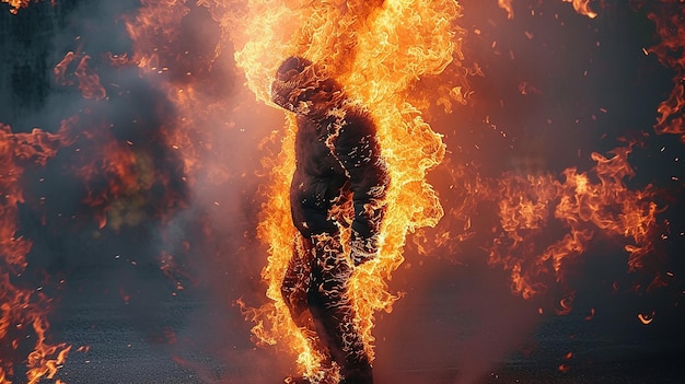 A Person Surrounded by Firewood