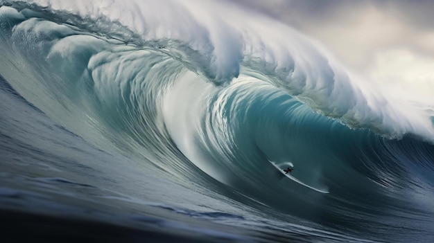 a person swimming under a large wave