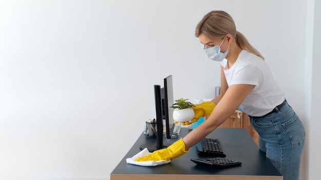 Person taking care of office cleaning