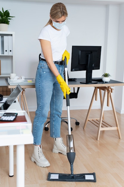 Person taking care of office cleaning