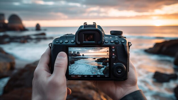 Person Taking Picture of Ocean With Camera