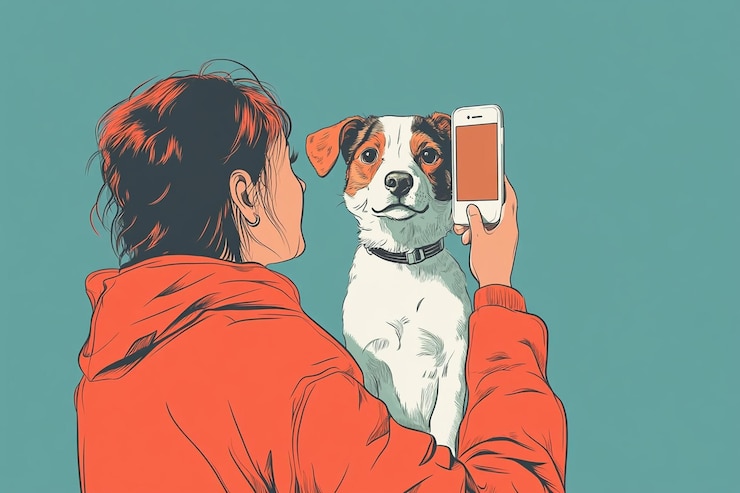 Photo a person taking a selfie with their pet while enga