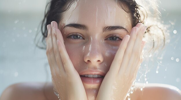 Photo a person taking a shower