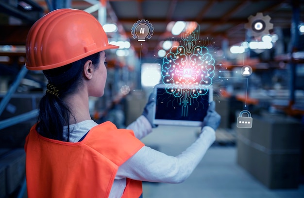 Foto persona che utilizza lo strumento ai al lavoro