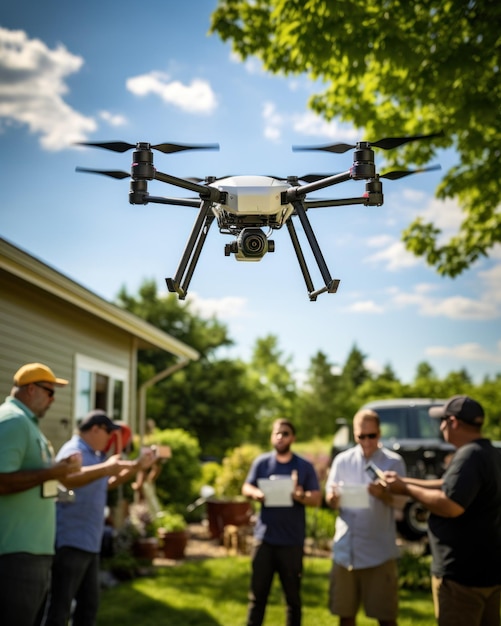 A person using a drone in his garden