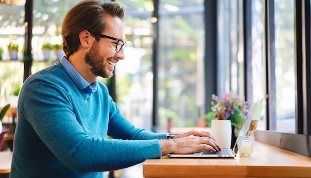 Person using laptop in coffee shop