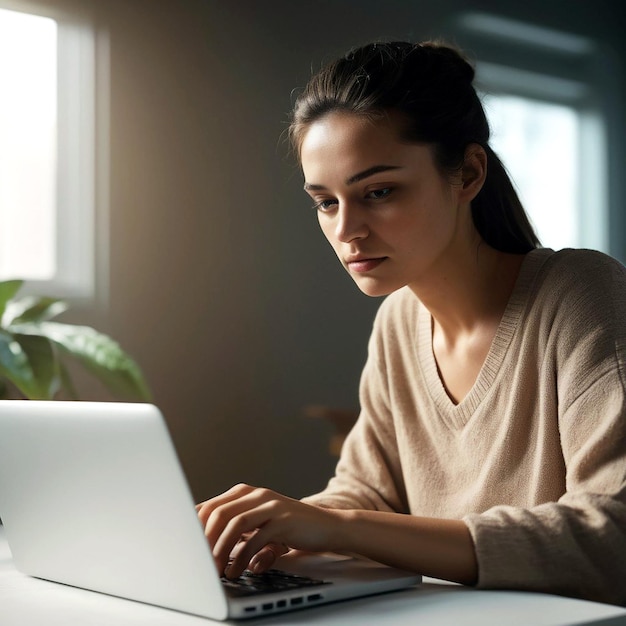 A Person using laptop at job