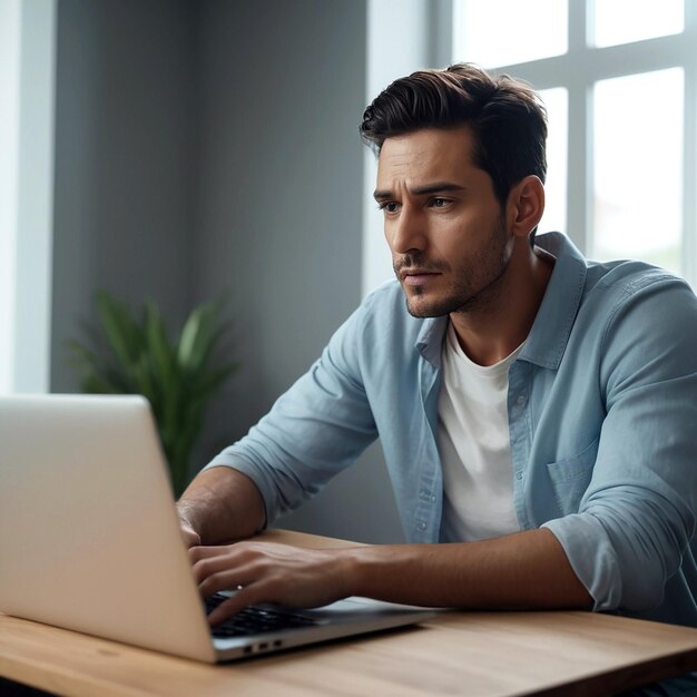 A Person using laptop at job