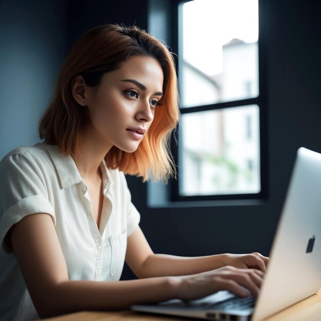 A Person using laptop at job