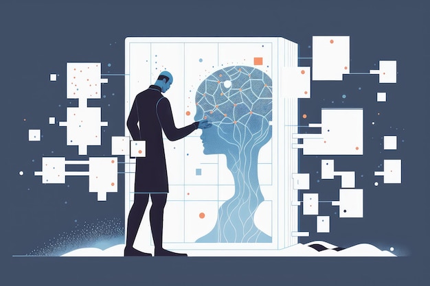 Person using machine learning to find the best approach for solving complex problem