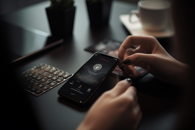 A person using a phone with a voice recorder on the screen.