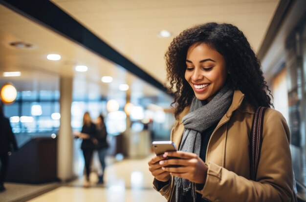 person using the smartphone at train station