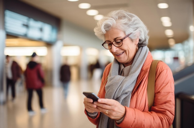 Photo person using the smartphone at train station