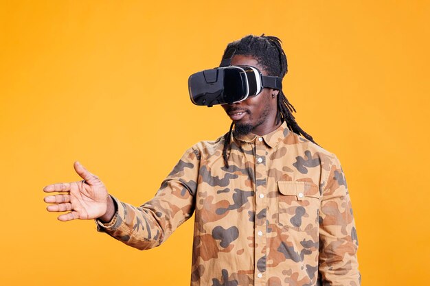 Person using virtual reality goggles