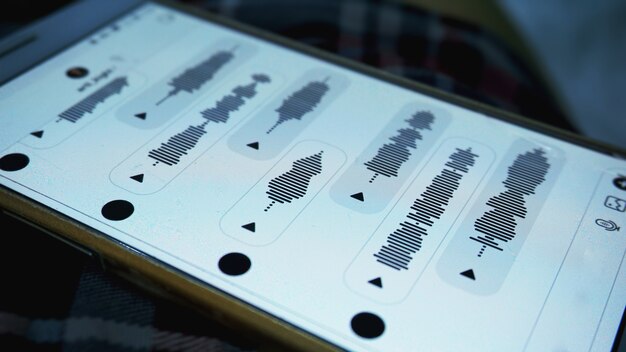 Фото Человек, использующий функцию распознавания голоса на мобильном телефоне - сообщения мобильного чата