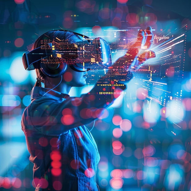 VR または AR グーグルを使用する人
