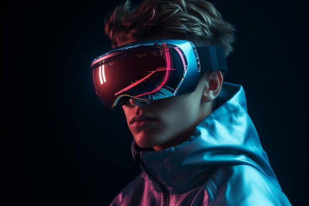 Person Using a VR Virtual Reality Headset Glasses for Gaming and Education