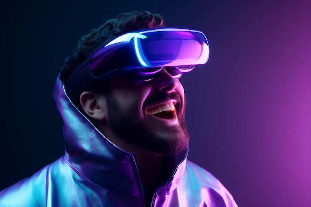 Person Using a VR Virtual Reality Headset Glasses for Gaming and Education