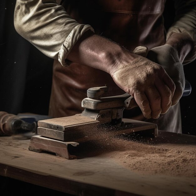 A person using a woodworking tool