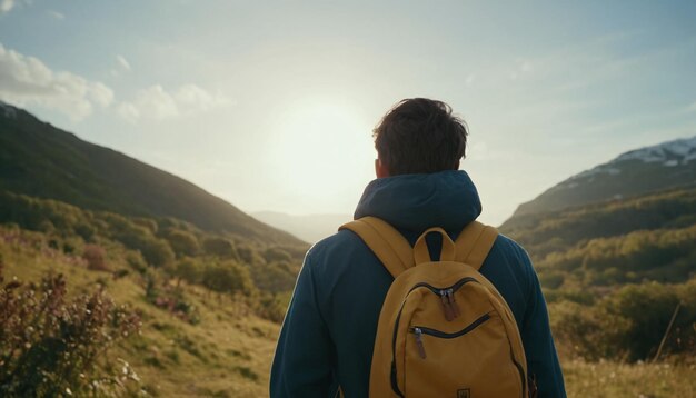 A person walking alone in nature