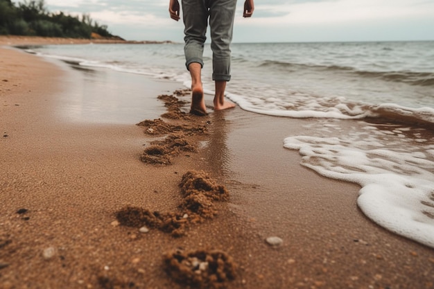 A person walking barefoot on a sandy beach mental health