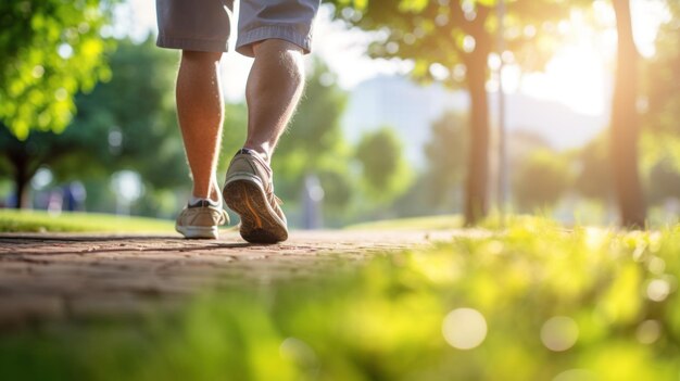 Photo a person walking on a path with trees in the background ai