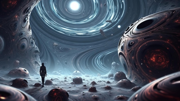 A person walking on a planet Generative AI Art