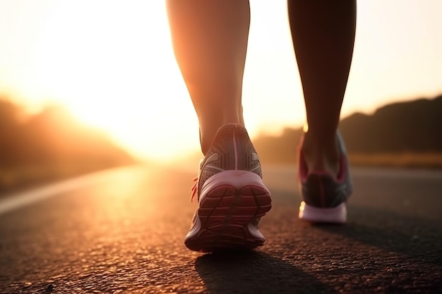 A person walking on a road with the word run on the bottom.