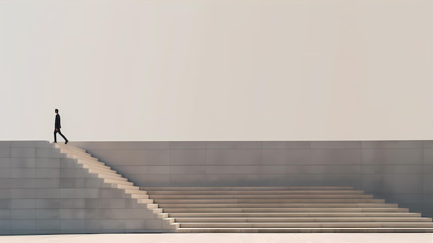 person walking up steps