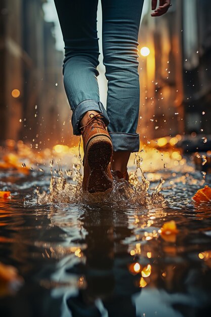 person walking in the water