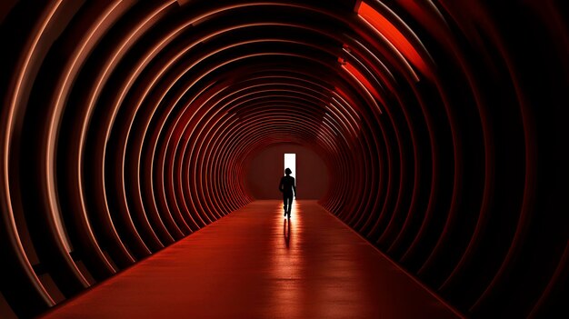 Человек проходит через туннель со светом на вершине