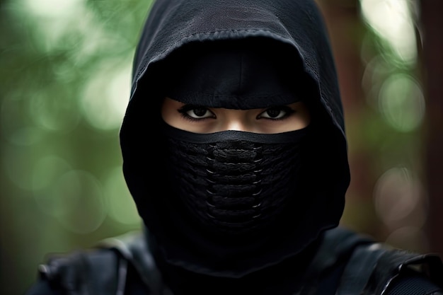 a person wearing a black hood